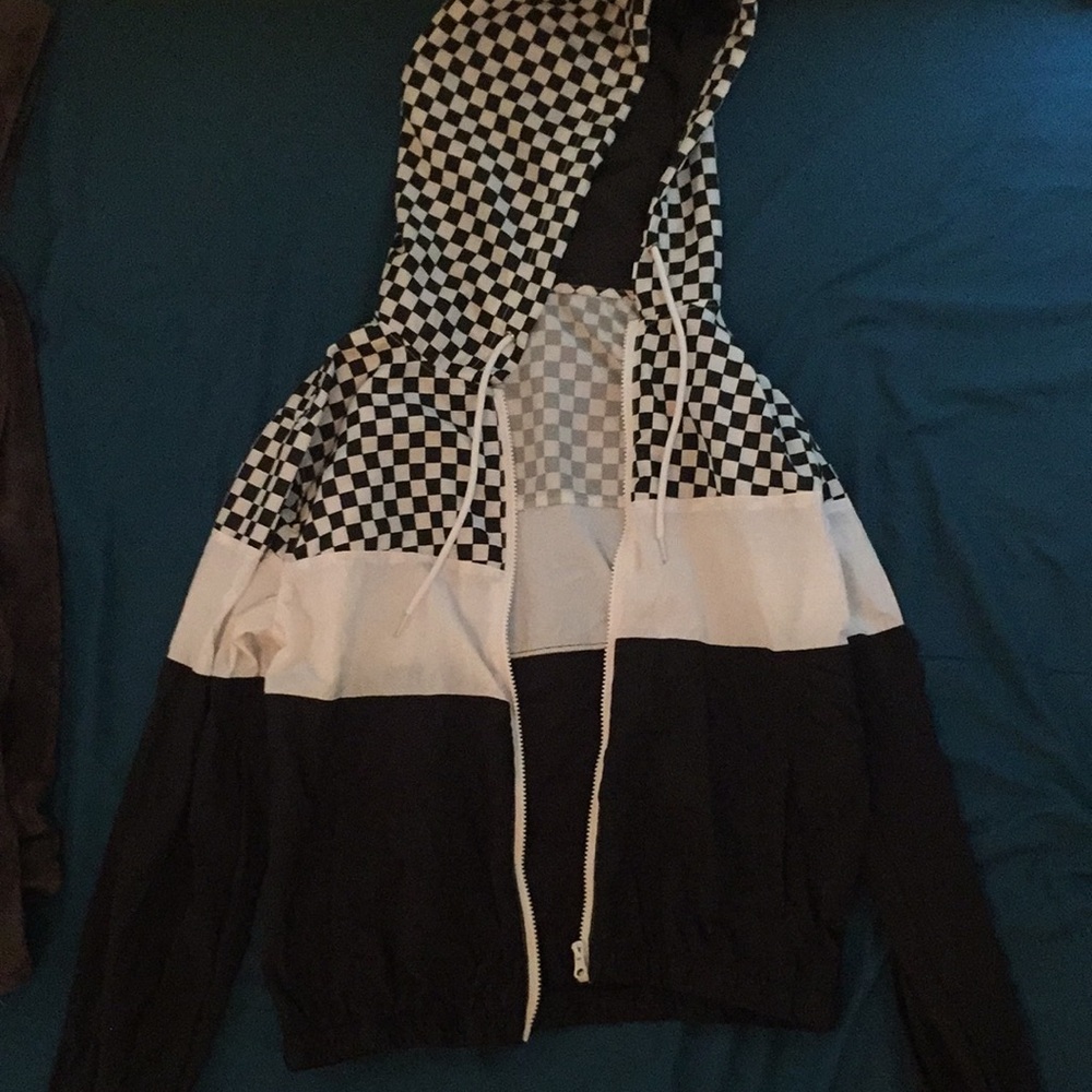 Patterned Zip Up Rain Jacket